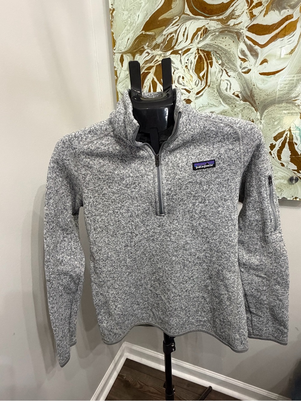 Patagonia Better Sweater 1/4 Zip Fleece Pullover Birch White Gray STY25617 M